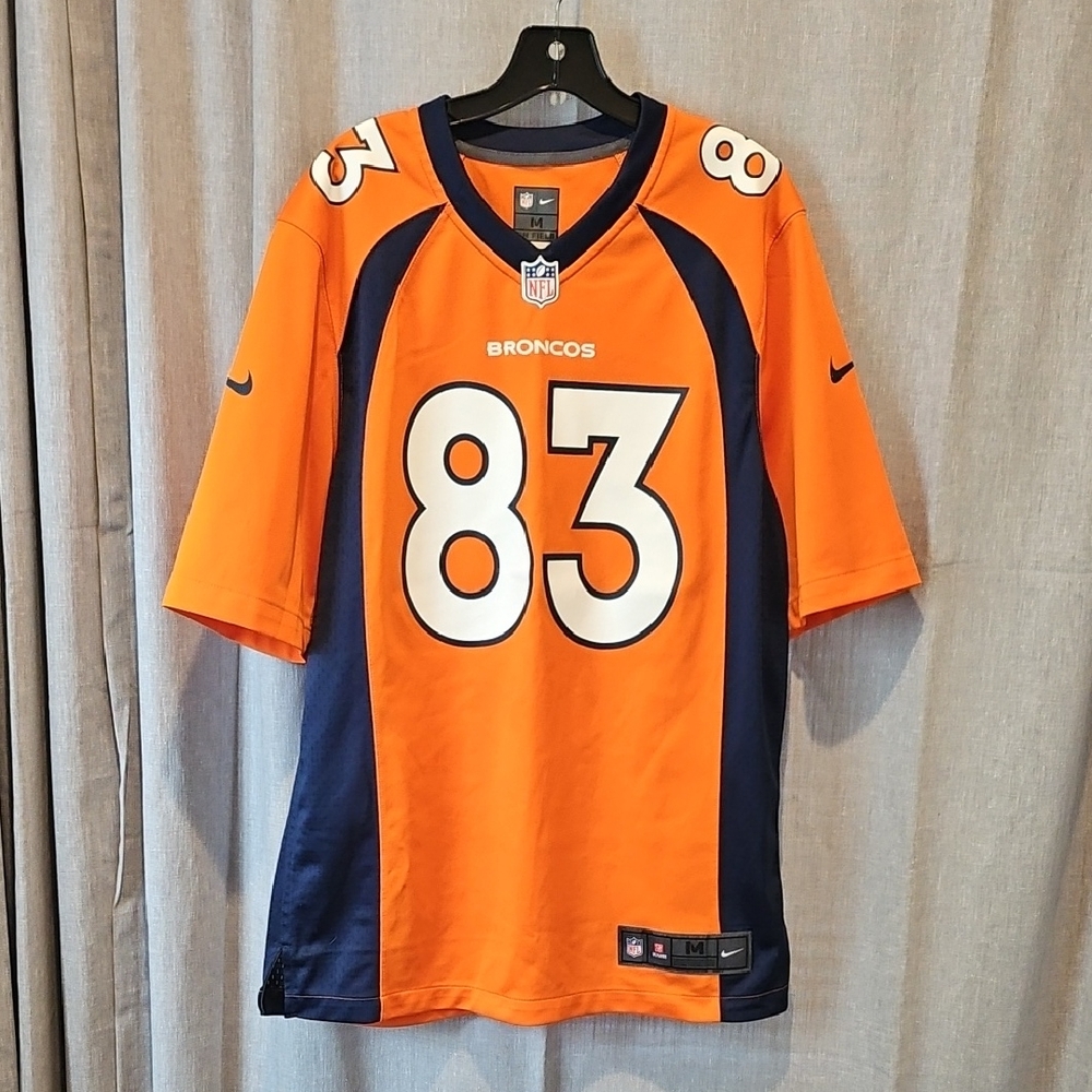 Nike On Field Orange and Blue Denver Broncos Jersey